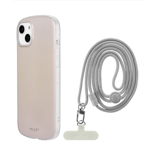 LEPLUS NEXT iPhone 14 Plus 超軽量・極薄・耐衝撃ハイブリッドケース グレージュ (ショルダーストラップ付属)