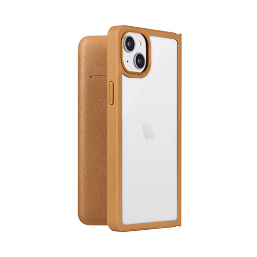 LEPLUS NEXT LN-IA22AMECA [iPhone 14 Plus 軽量・背面クリアフラップケース Amake キャメル]