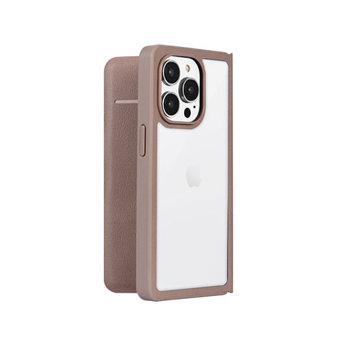 LEPLUS NEXT LN-IP22AMEGG [iPhone 14 Pro 軽量・背面クリアフラップケース Amake グレージュ]
