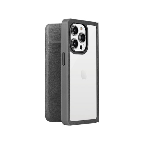 LEPLUS NEXT LN-IP22AMEBK [iPhone 14 Pro 軽量・背面クリアフラップケース Amake ブラック]