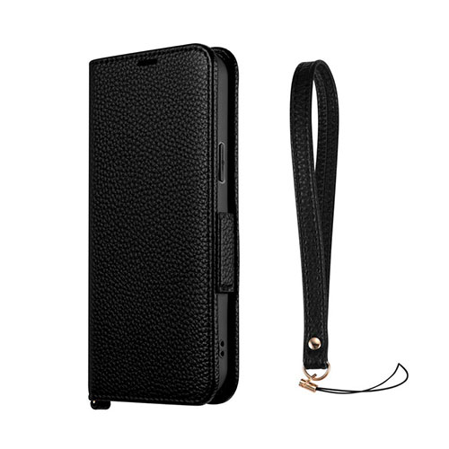 LEPLUS NEXT LN-IA22BHPBK [iPhone 14 Plus 本革風レザーフラップケース ORVA ブラック (ハンドストラップ付属)]