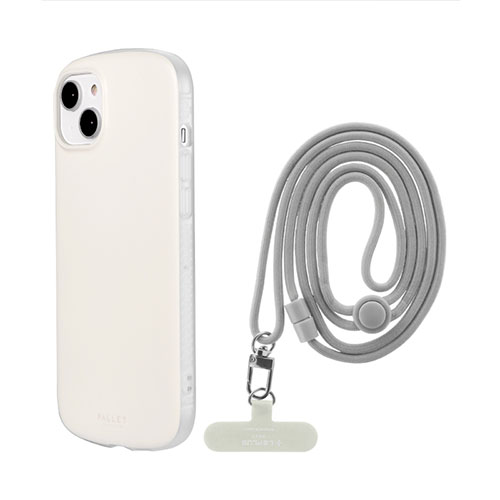 LEPLUS NEXT iPhone 14 Plus 超軽量・極薄・耐衝撃ハイブリッドケース ホワイトベージュ (ショルダーストラップ付属)
