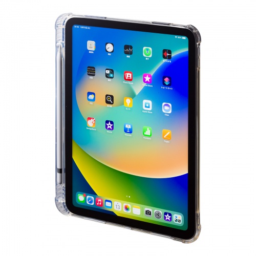 サンワサプライ PDA-IPAD1918CL [第10世代iPad 10.9用ペン収納ポケット付クリアカバー]