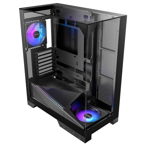 Okinos ATXミドルタワーケース Aqua 93 三面ピラーレス 2×120mm ARGBファン付属
