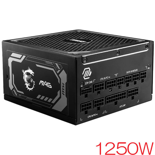 MSI Computer MAG A1250GL PCIE5 [ATX 3.1電源 80PLUS GOLD認証 1250W PCIe 5.1対応 7年保証]