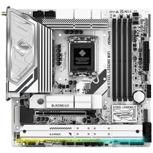 ASRock B860M Steel Legend WiFi [Intel B860/LGA1851/DDR5/Thunderbolt 4/2.5GbE/Wi-Fi 6E/Micro ATX]