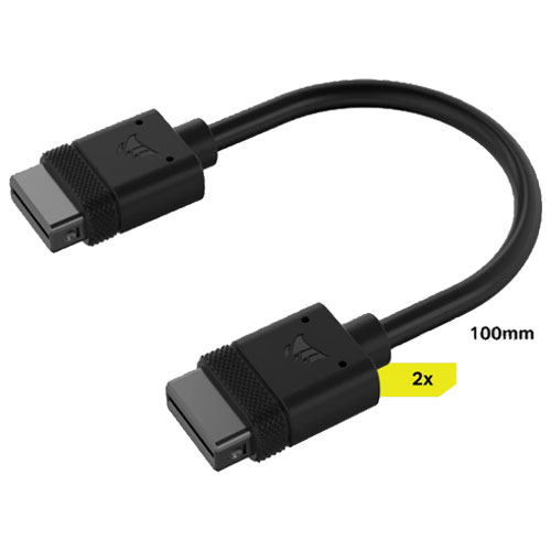 コルセア CL-9011121-WW [iCUE LINK Cable 2×100mm ストレートコネクタ - ブラック]
