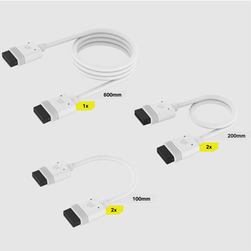 コルセア CL-9011126-WW [iCUE LINK Cable Kit (1×600mm、2×200mm、2×100mm) - ホワイト]