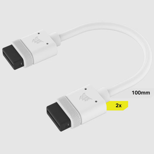コルセア CL-9011129-WW [iCUE LINK Cable 2×100mm ストレートコネクタ - ホワイト]