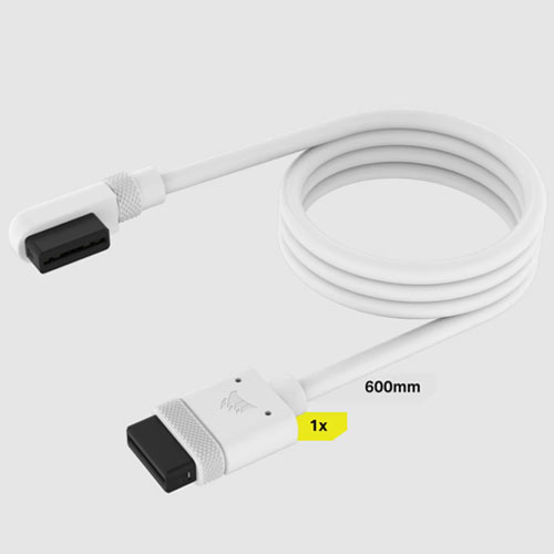 コルセア CL-9011130-WW [iCUE LINK Cable 1×600mm ストレート / Slim 90°コネクタ - ホワイト]