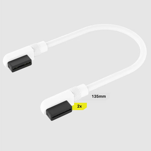 コルセア CL-9011134-WW [iCUE LINK Cable 2×135mm Slim 90°コネクタ - ホワイト]
