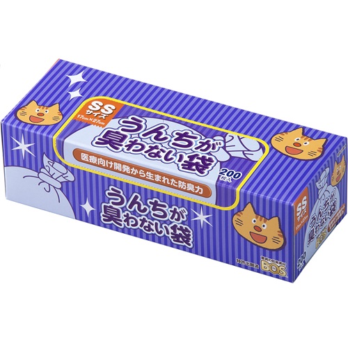 クリロン化成 8900210 [うんちが臭わない袋 BOS ネコ用 箱型 SSサイズ 200枚入]