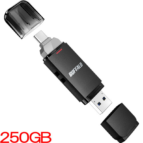 SSD-SD250U3-BA [USB3.2G2 C/A 中低速スティックSSD 250GB ブラック]