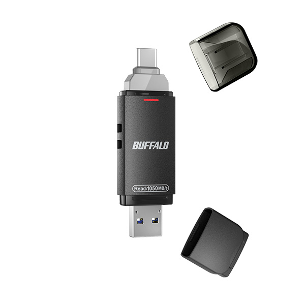 バッファロー SSD-SDH1.0U3-BA [USB3.2G2 C/A 高速帯スティックSSD 1TB ブラック]