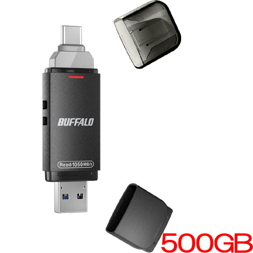 バッファロー SSD-SDH500U3-BA [USB3.2G2 C/A 高速帯スティックSSD 500GB ブラック]