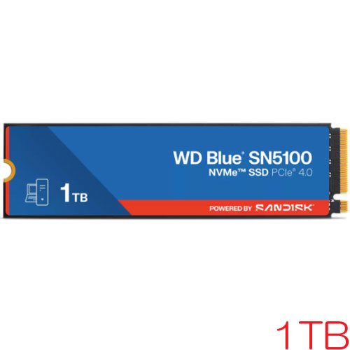 サンディスク WDS100T5B0E [WD Blue SN5100 NVMe SSD（1TB M.2(2280) PCIe Gen 4.0 x4 NVMe 3D QLC 600TBW 5年保証）]