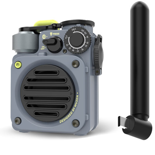 MUZEN Wild Mini 第3世代 Bluetoothスピーカー FMラジオ/懐中電灯/モバイルバッテリー メタルグレー