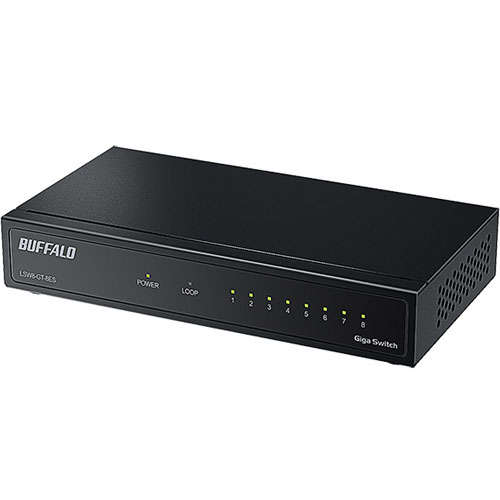 バッファロー LSW8-GT-8ES/BK [Giga 8ポートスイッチ 電源外付 金属 マグネット付属]