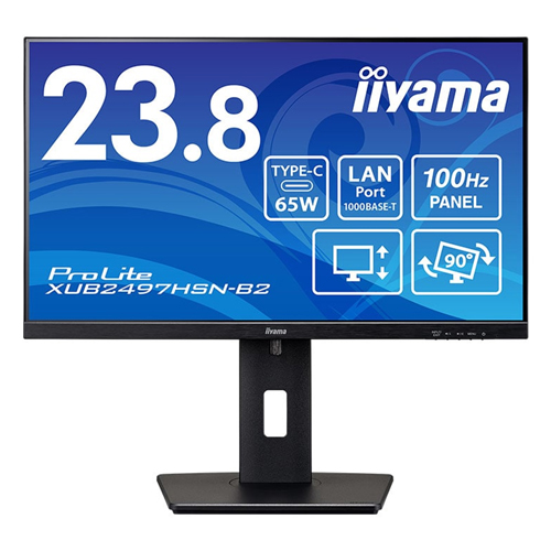 イーヤマ XUB2497HSN-B2 [23.8型液晶ディスプレイ/1920×1080/HDMI、DP、USB Type-C/昇降/回転/LANポートあり]
