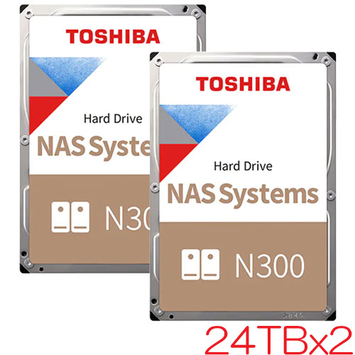 N302A24-HDWG82EUZSVA [24TB 2個セット NAS向けHDD N300 3.5"、SATA 6G、7200 rpm、1GB、Helium、CMR]