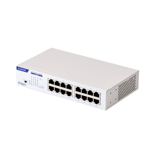 エレコム EHC-BG01-16MW [Giga対応スイッチ/16P/金属筐体/電源内蔵/ホワイト]