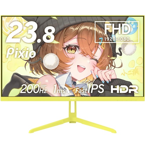 Pixio PX248WAVEYL-O ゲーミングモニター PX248 Wave イエロー ［23.8型 /フルHD(1920×1080) /ワイド /200Hz］