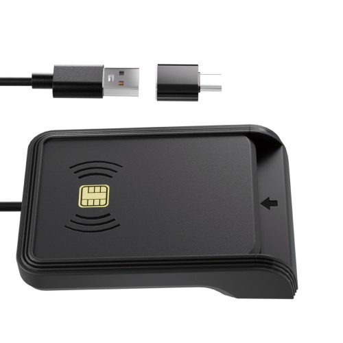 AREA SD-MYC03-B [タッチ/挿入 両対応ICカードリーダー マイナンバーカード対応 USB-A/C接続 Win/Mac]