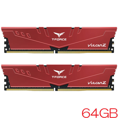 Team TLZRD464G3200HC16CDC01 [T-FORCE VULCAN Z 64GB (32GBx2) DDR4 3200MHz CL16-18-18-38 1.35V Red]