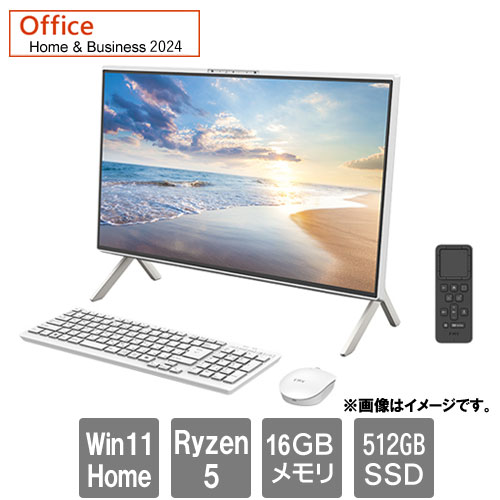 富士通 FMVF55L1WA [FMV F55-L1 (Ryzen 5 220 16GB SSD512GB 23.8FHD SM Win11Home64 H&B2024 ホワイト)]