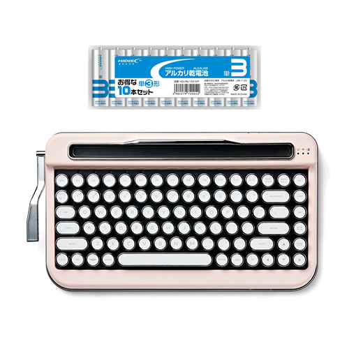 AJAX タイプライター風キーボードPENNA(ペナ) Baby Pink + アルカリ乾電池 単3形10本パックセット
