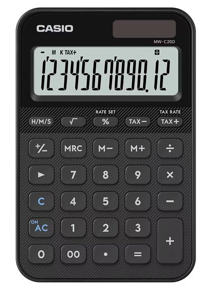カシオ MW-C20D-BK-N [デザイン電卓 カラフル ブラック]