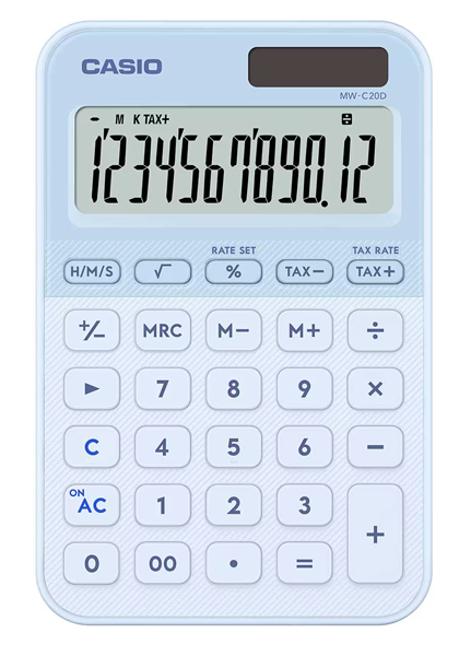 カシオ MW-C20D-LB-N [デザイン電卓 カラフル ライトブルー]