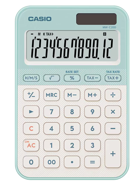 カシオ MW-C20D-LG-N [デザイン電卓 カラフル ライトグリーン]