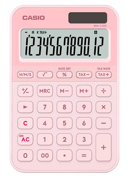カシオ MW-C20D-LP-N [デザイン電卓 カラフル ライトピンク]