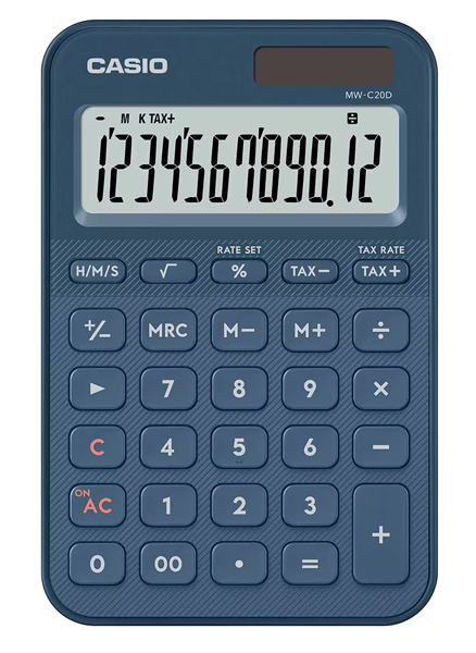 カシオ MW-C20D-NY-N [デザイン電卓 カラフル ネイビー]