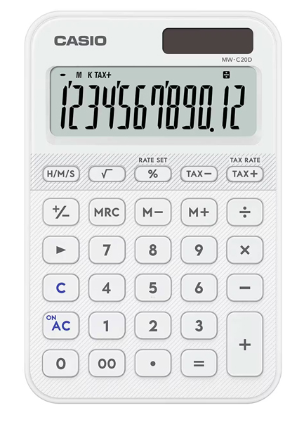 カシオ MW-C20D-WE-N [デザイン電卓 カラフル ホワイト]