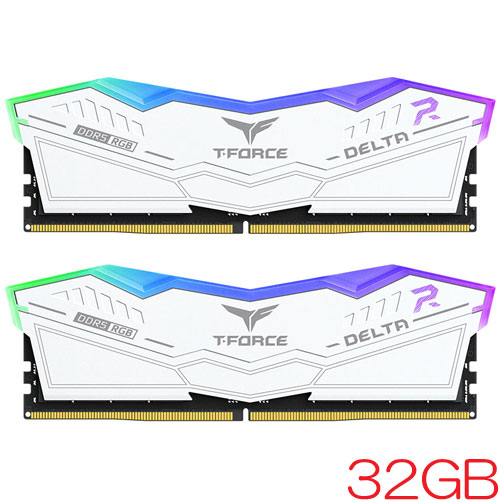 Team FF4D532G6000HC38JDC01 [T-FORCE DELTA RGB 32GB (16GBx2) DDR5 6000MHz CL38-46-46-84 1.35V White]