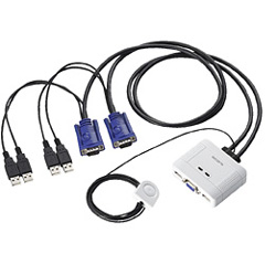 エレコム KVM-KUSN [USB対応ケーブル一体型切替器 D-sub対応/2台切替/手元スイッチ]