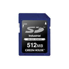 グリーンハウス GH-SDI-XSA512 [インダストリアルSDカード SLC -40～+85℃ 512MB]