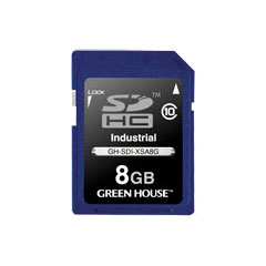 グリーンハウス GH-SDI-XSA8G [インダストリアルSDHCカード SLC -40～+85℃ 8GB]