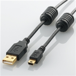 エレコム U2C-MF50BK [USB2.0ケーブル/フェライトコア付 A-miniBタイプ/5.0m(ブラック)]