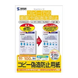 サンワサプライ JP-MTCBB5 [マルチタイプコピー偽造防止用紙(B5)]