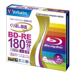 三菱化学メディア VBE130NP5V1 [BD-RE 録画用 130分 1-2倍速 5mmケース5P]