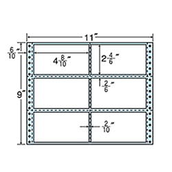 東洋印刷 M11B [タックフォームラベル 11x9インチ 6面 500折]