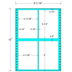 東洋印刷 MT8F [タックフォームラベル 8 7/10x12インチ4面 500折]
