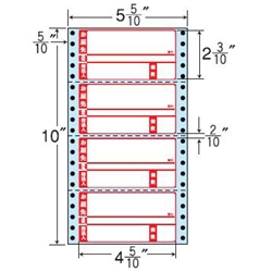 東洋印刷 MM5WP [タックフォームラベル 5 5/10x10インチ 4面 1000折]