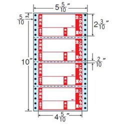 東洋印刷 MM5WPK [タックフォームラベル 5 5/10x10インチ 4面 1000折]