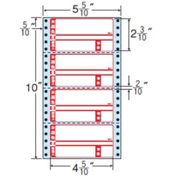 東洋印刷 R5WP [タックフォームラベル 5 5/10x10インチ 4面 1000折]