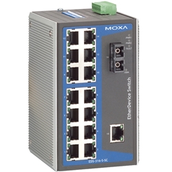 MOXA EDS-316-S-SC [アンマネージドスイッチ、15xRJ45 1xシングルSC]