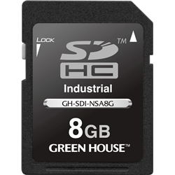 グリーンハウス GH-SDI-NSA8G [インダストリアルSDHCカード SLC 0～70℃ 8GB]